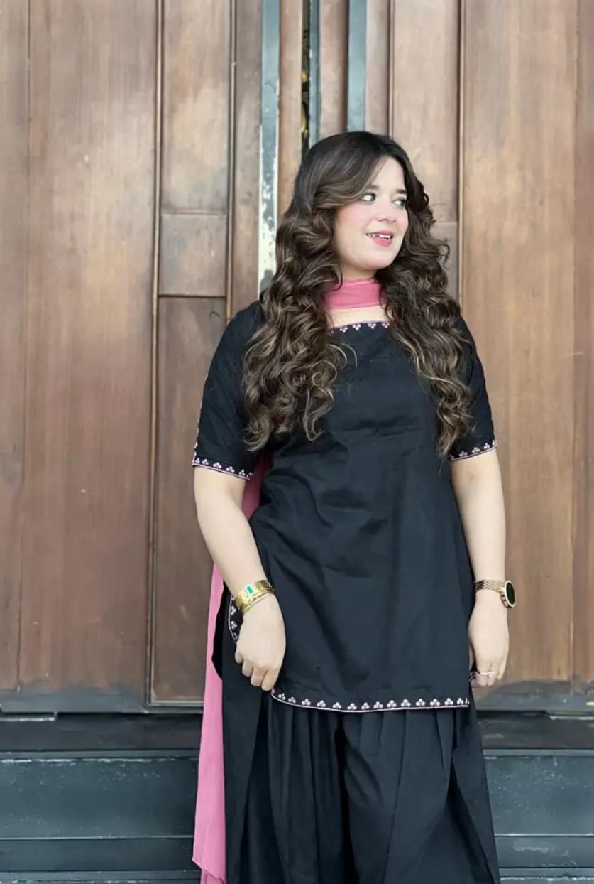 leyli black 3pc embroidered dress farshi shalwar