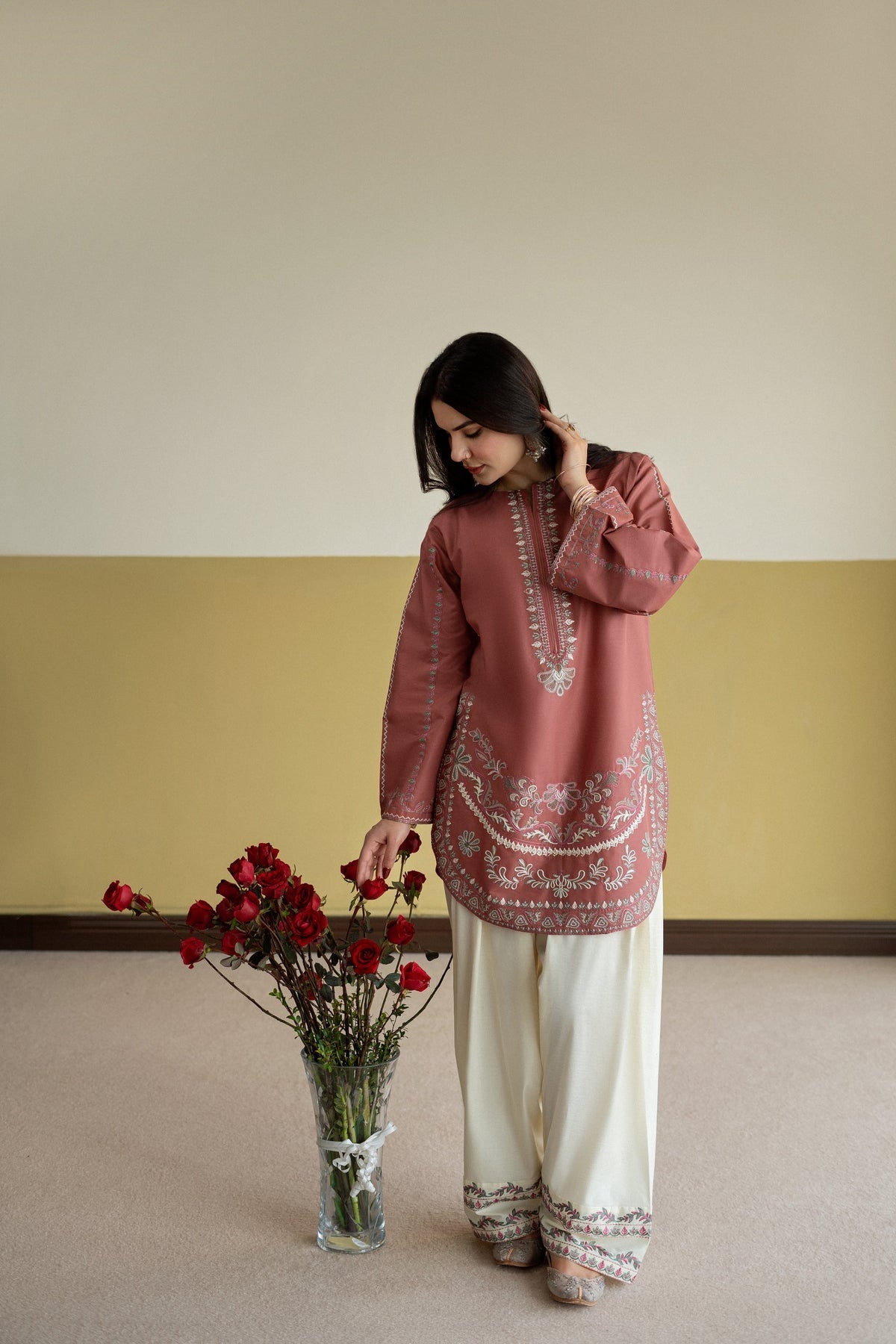 Rosy Elegance 2pc Dress