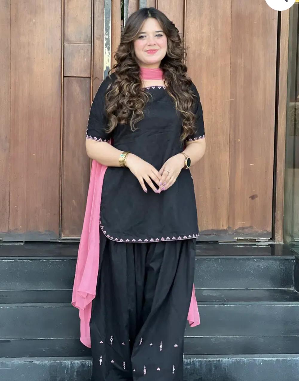 leyli black 3pc embroidered dress farshi shalwar