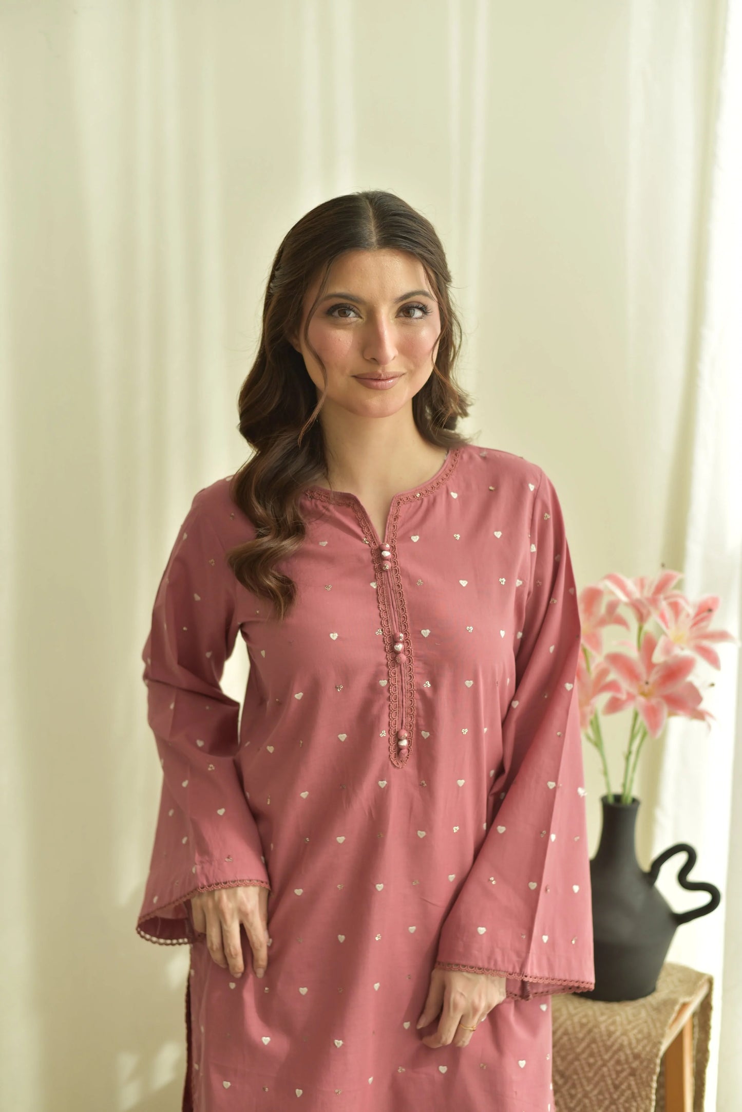 Custard Pink 3pc Dress(Farshi Shalwar)