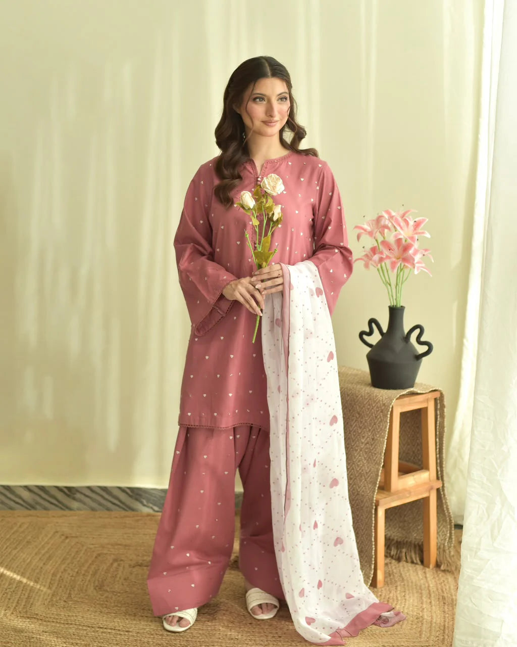 Custard Pink 3pc Dress(Farshi Shalwar)