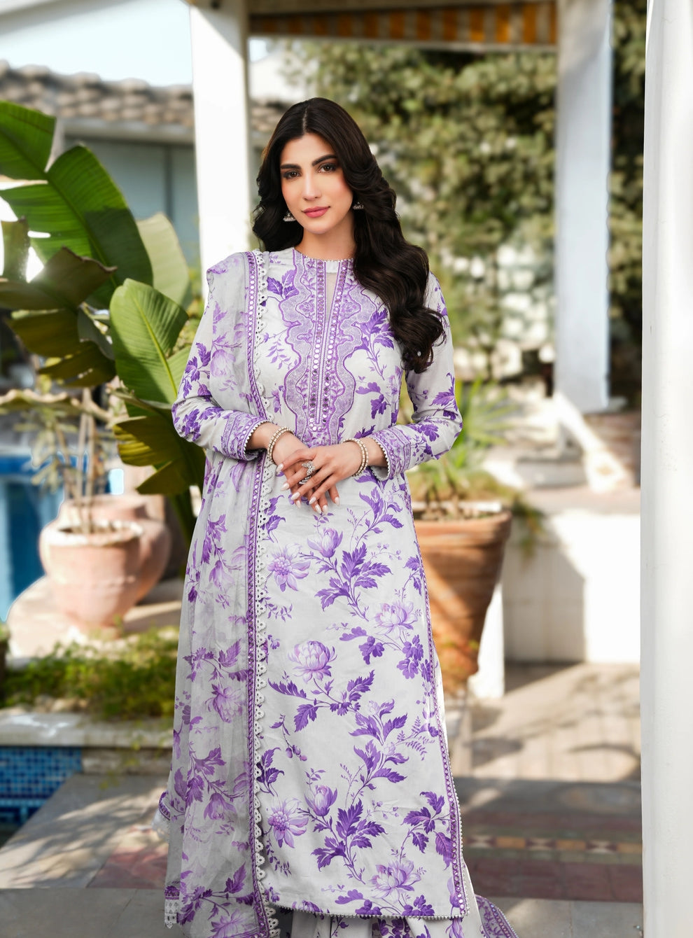 Wavy Embroidered+printed 3pcs